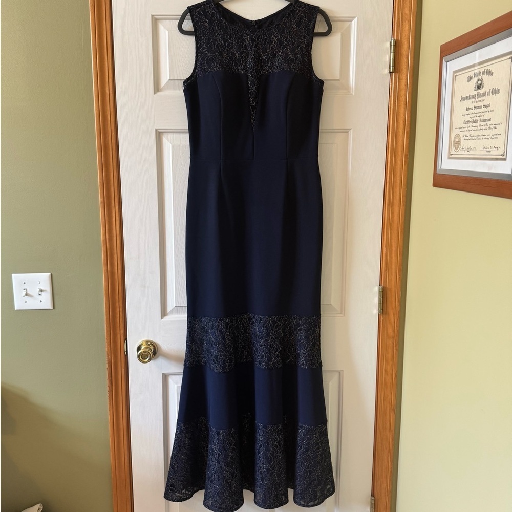 Alex Evenings Navy with Gold Accents Evening Gown/Mother of the‎ Bride Dress